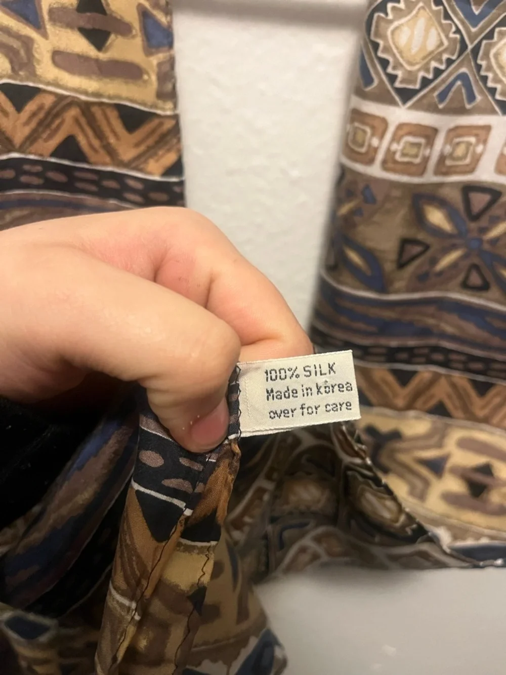 Silk Brown & Navy Patterned Scarf - Women Accessories